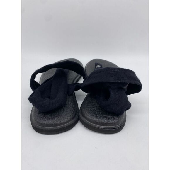 Sanuk Sandals Womens 10 Black Sling 2 Knit Fabric‎ Thong Flats Slippers Ladies - Picture 3 of 7